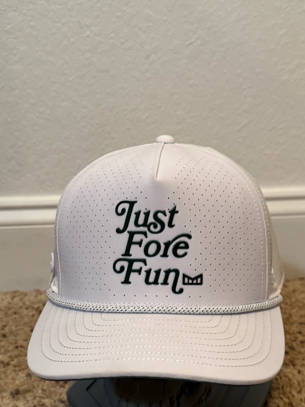 Melin Odyssey Links Hydro performance Just Fore Fun Hat in White and Green